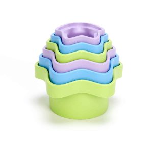 Green Toys Stacking Cups Purple_Blue_Green, Bath Toy, Baby_Toddler, Made from 100% Recycled Plastic