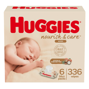 Huggies Nourish & Care Scented Baby Wipes, 6 Flip-Top Packs (336 Wipes Total)