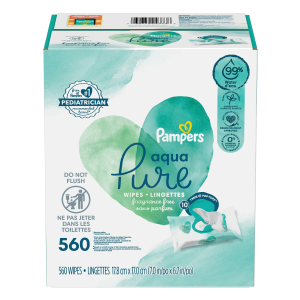 Pampers Aqua Pure Sensitive Baby Wipes 10X Pop-Top 560 Count